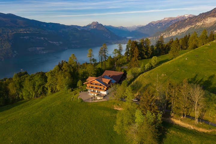 Peaceful Retreat Hotel Room with Balcony & Lake Thun Views