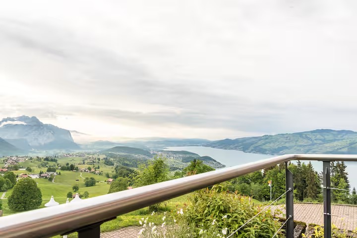Peaceful Retreat Hotel Room with Balcony & Lake Thun Views