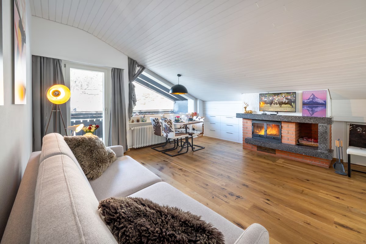 Luxury Matterhorn View Penthouse with Fireplace & Balcony
